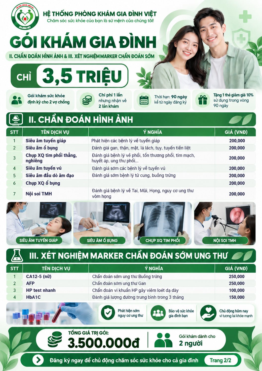 Danh mục II và III: Chẩn đoán hình ảnh và xét nghiệm chỉ dấu
